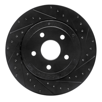 R1 06-10 Jeep Grand Cherokee Rear Right Drilled & Slotted Black Brake Rotor