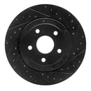 R1 06-10 Jeep Grand Cherokee Front & Rear Drilled & Slotted Black Brake Rotor Set