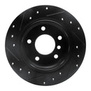 R1 95-99 BMW 318TI Rear Right Drilled & Slotted Black Brake Rotor