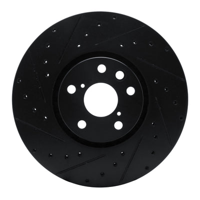 R1 06-20 Lexus GS350 Left Front Drilled & Slotted Black Brake Rotor