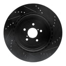 R1 03-04 Subaru Impreza Rear Left Drilled & Slotted Black Brake Rotor