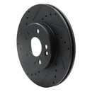 R1 90-95 Mercedes-Benz E420 Front Left Drilled & Slotted Black Brake Rotor