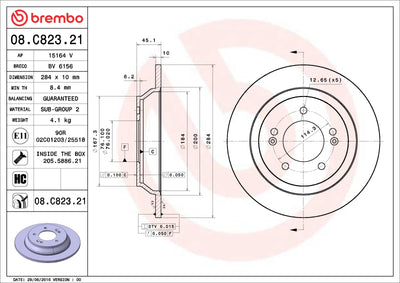 Brembo 20-22 Mercedes-Benz GLE350 Rear UV Coated Rotor