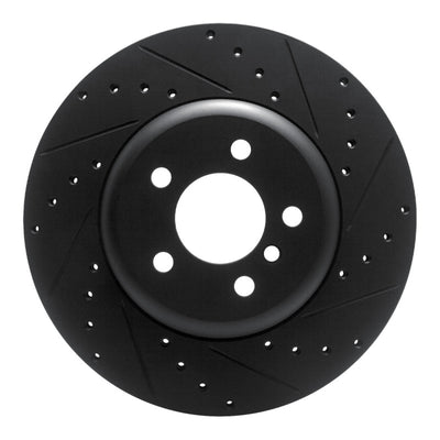 R1 10-19 BMW 535I GT xDrive Rear Right Drilled & Slotted Black Brake Rotor