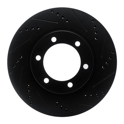 R1 03-09 Lexus GX470 Front Right Drilled & Slotted Black Brake Rotor