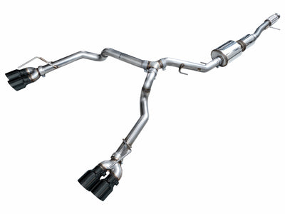 AWE Tuning 2021+ GMC Tahoe/Yukon 5.3L 0FG Split Rear Exit Catback Exhaust - Quad Diamond Blk Tips