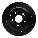 R1 07-17 Acura MDX Rear Right Drilled & Slotted Black Brake Rotor