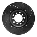 R1 85-91 Mercedes-Benz 300SE Front Left Drilled & Slotted Black Brake Rotor