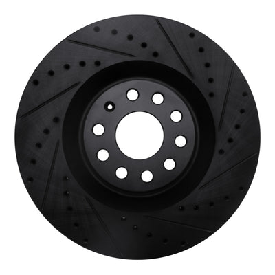 R1 06-13 Audi S3 (Mexico) Front Right Drilled & Slotted Black Brake Rotor
