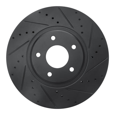R1 03-05 Nissan Maxima Front Right Drilled & Slotted Black Brake Rotor