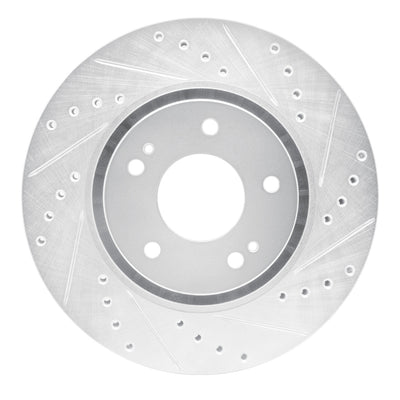 R1 09-15 Mitsubishi Lancer Front Right Drilled & Slotted Silver Brake Rotor
