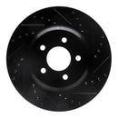 R1 05-14 Ford Mustang Front Right Drilled & Slotted Black Brake Rotor