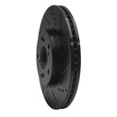 R1 13-25 Honda Civic Hatchback Front Right Drilled & Slotted Black Brake Rotor