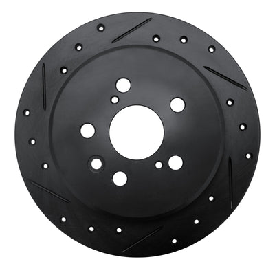 R1 94-95 Toyota Celica Rear Left Drilled & Slotted Black Brake Rotor