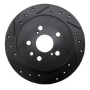 R1 94-95 Toyota Celica Rear Left Drilled & Slotted Black Brake Rotor