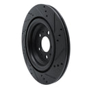 R1 2017-2025 Tesla Model 3 Rear Left Drilled & Slotted Black Brake Rotor