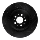 R1 04-07 Volvo V70 Rear Left Drilled & Slotted Black Brake Rotor
