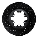 R1 04-08 Chevrolet Colorado Front Left Drilled & Slotted Black Brake Rotor