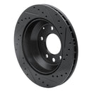 R1 03-18 Audi Q7 Rear Left Drilled & Slotted Black Brake Rotor