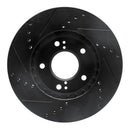 R1 01-03 Hyundai XG350 Front Right Drilled & Slotted Black Brake Rotor