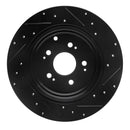 R1 06-14 Honda Ridgeline Rear Left Drilled & Slotted Black Brake Rotor
