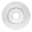 R1 09-14 Hyundai Genesis Sedan Front Left Drilled & Slotted Silver Brake Rotor