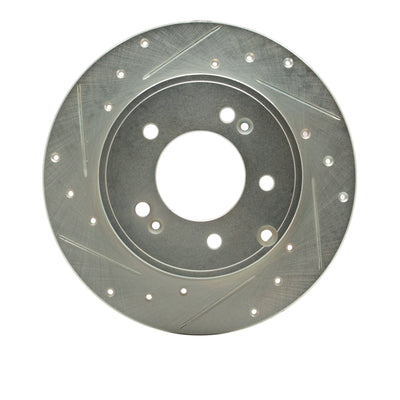 R1 05-20 Hyundai TUCSON Rear Left Drilled & Slotted Silver Brake Rotor