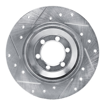 R1 81-89 Alfa Romeo GTV-6 Rear Left Drilled & Slotted Silver Brake Rotor