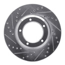 R1 90-16 Land Rover Defender 90 Front Left Drilled & Slotted Silver Brake Rotor
