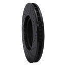 R1 03-06 Mitsubishi Lancer Front Left Drilled & Slotted Black Brake Rotor