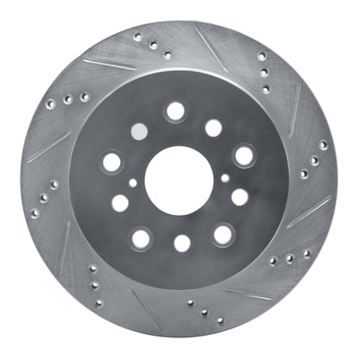 R1 2001-2006 Lexus LS430 Rear Right Drilled & Slotted Silver Brake Rotor