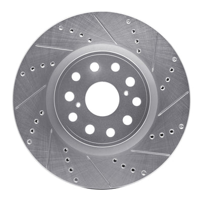 R1 07-23 Lexus LS460 Front Right Drilled & Slotted Silver Brake Rotor