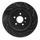 R1 13-19 Ford Police Interceptor Sedan Rear Left Drilled & Slotted Black Brake Rotor