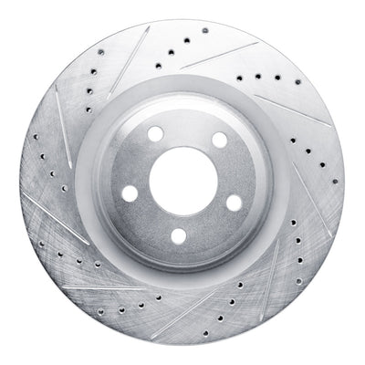 R1 20-25 Ford Explorer Front Left Drilled & Slotted Silver Brake Rotor