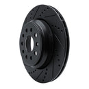 R1 14-16 Maserati Ghibli Rear Left Drilled & Slotted Black Brake Rotor