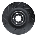 R1 21-25 Ford Mustang Mach-E Front Left Drilled & Slotted Black Brake Rotor