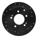 R1 10-13 Kia Soul Rear Right Drilled & Slotted Black Brake Rotor