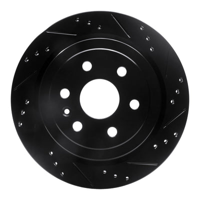 R1 10-16 Cadillac SRX Rear Right Drilled & Slotted Black Brake Rotor