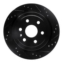 R1 10-16 Cadillac SRX Rear Right Drilled & Slotted Black Brake Rotor