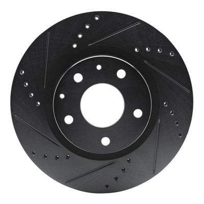 R1 19-25 Mazda CX-30 Front Left Drilled & Slotted Black Brake Rotor