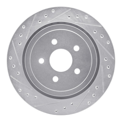 R1 89-95 Chrysler LeBaron Rear Left Drilled & Slotted Silver Brake Rotor