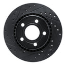 R1 80-86 Audi Quattro Front Left Drilled & Slotted Black Brake Rotor
