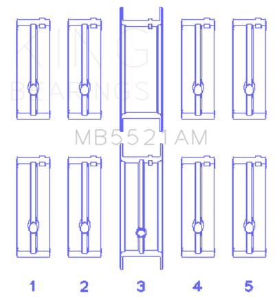 King Engine Bearings Chrysler 2.2 (Size +0.25mm) Main Bearing Set