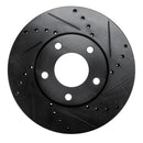 R1 04-13 Mazda 3 Front Right Drilled & Slotted Black Brake Rotor