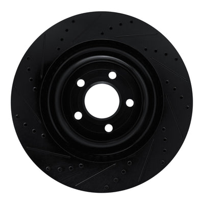R1 20-25 Ford Police Interceptor Utility Front & Rear Drilled & Slotted Black Brake Rotor Set