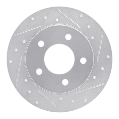 R1 04-13 Mazda 3 Rear Right Drilled & Slotted Silver Brake Rotor