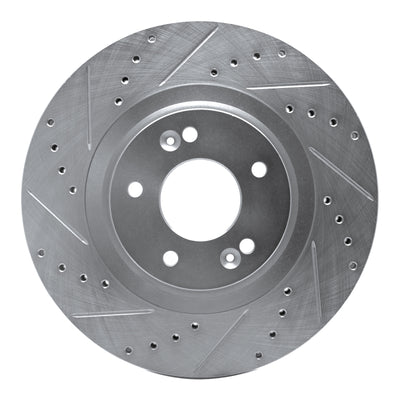 R1 15-20 Kia SORENTO Front Left Drilled & Slotted Silver Brake Rotor