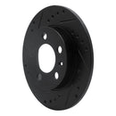 R1 01-06 Audi TT Quattro Rear Left Drilled & Slotted Black Brake Rotor