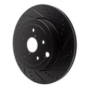 R1 18-25 Subaru WRX Rear Right Drilled & Slotted Black Brake Rotor