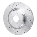 R1 21-25 Genesis GV70 Front Left Drilled & Slotted Silver Brake Rotor